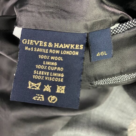 Gieves & Hawkes Blazer Sport Coat Men's 46L Silver Black Micro Dot Birdseye Wool - Picture 8 of 16
